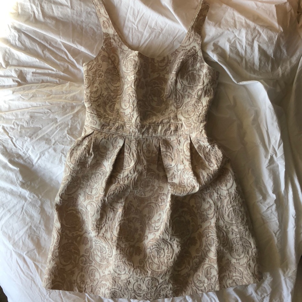 Jacquard Dress w/ Gold Stitching